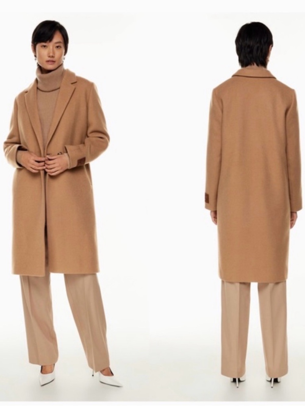 Aritzia Babaton Stedman Single Breasted Italian Virgin Wool Coat Saville Camel